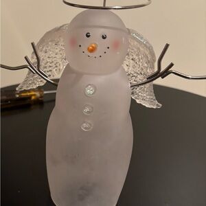 Frosted Acrylic Snowman Angel Figurine - 8” tall